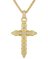 Bulova Diamond (1/2 ct. t.w.) Link Cross Pendant 26" Necklace in 14k Gold - Gold