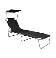 vidaXL Folding Sun Lounger with Canopy Aluminum