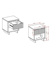 Manhattan Comfort 2-Piece Granville Solid Pine Wood -Drawer Nightstand Set