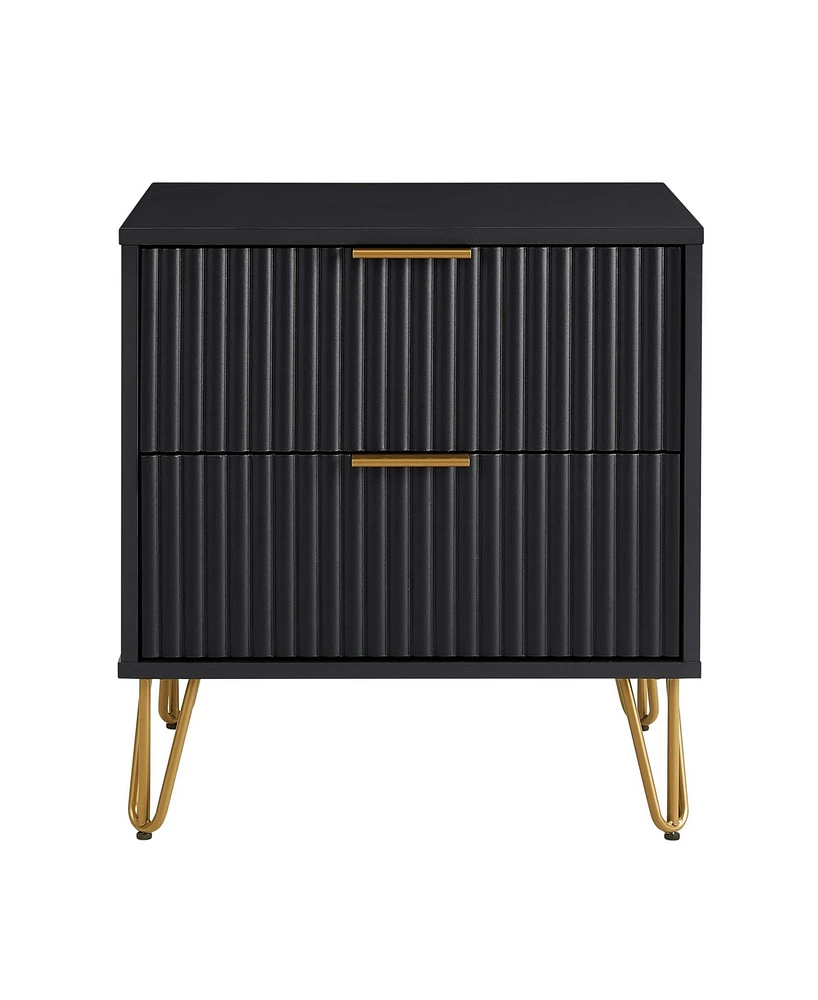 Manhattan Comfort 1-Piece Dumbo Medium-Density Fiberboard 2-Drawer Modern Nightstand