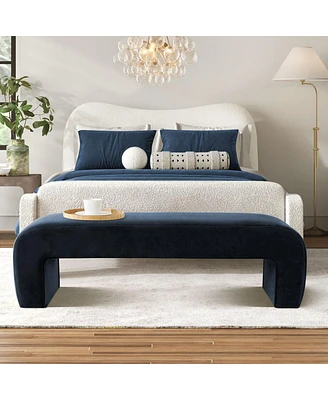 60" Boucle Look Large Bedroom Waterfall Upholstered Bench-Maison