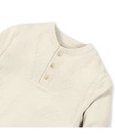 Hope & Henry Mens' Organic Cotton Long Sleeve Henley Sweater with Rib Knit Details