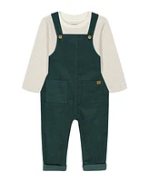 Calvin Klein Baby Boy Long Sleeve Combed Knit Tee Corduroy Overalls, 2-Piece Set