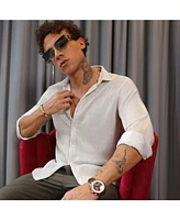 Men's Daisy White Metallic Pleated Shirt