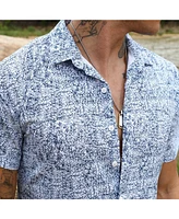 Men's Cream White & Indigo Blue Contrast Hazy Shirt