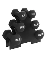 BalanceFrom Fitness 32 Pound Neoprene Coated Dumbbell Set with Stand, Black