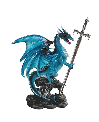 Fc Design 8.75"H Blue Dragon with Sword Figurine Decoration Home Decor Perfect Gift for House Warming, Holidays and Birthdays