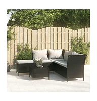 vidaXL Piece Patio Lounge Set with Cushions Poly Rattan