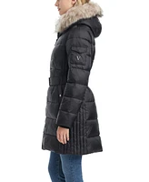 Vince Camuto Women's Single-Breasted Mid-Length Fitted Puffer Coat