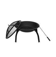 Slickblue 22" Four - legged Folding Iron Brazier Wood Burning Fire Pit Decoration for Backyard Poolside