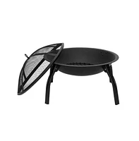 Slickblue 22" Four - legged Folding Iron Brazier Wood Burning Fire Pit Decoration for Backyard Poolside