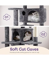 Slickblue 53-Inch Multi-Level Cat Tree Condo with Scratching Posts: Kittens' Activity Tower & Playhouse - Dark Grey