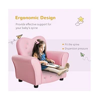 Slickblue Kids' Tufted Upholstered Sofa Chair Princess Couch with Diamond Decoration for Toddlers