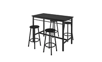 Slickblue 5-Piece Rustic Kitchen Dining Set with Table and 4 High-Back Bar Stools for Farmhouse Style