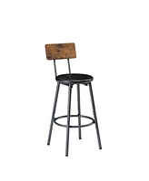 Long Bar Table Set with 3 Pu Leather Upholstered Bar Stools for Modern Home or Kitchen
