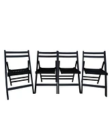 Set of 4 Slatted Wood Folding Chairs – Special Event Style, Foldable