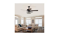 Slickblue Low Profile Ceiling Fan with Lights (Bulb Not Included) – Dark Wood Blades