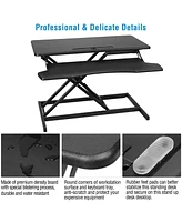 Height Adjustable Standing Desk – 31.3'' Wide Sit-to-Stand Converter, Tabletop Workstation for Laptops & Dual Monitors, Black