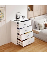 Skonyon 4 Drawers Dresser White Wood Dresser Chest for Bedroom