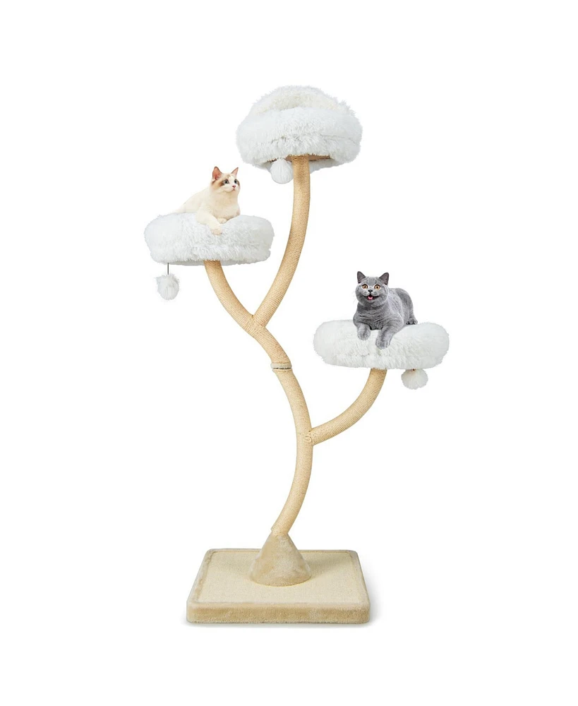 Sugift 70 Inch Tall Cat Tree 4-Layer Cat Tower with 3 Perches and Dangling Balls