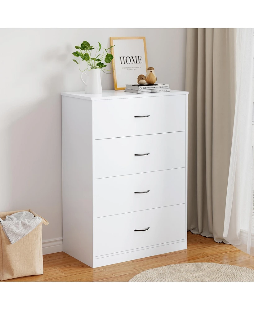 Skonyon 4 Drawers Dresser White Wood Dresser Chest for Bedroom