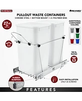 Rev-a-Shelf Double Pullout Trash Can 27 qt. for Kitchen, White, Rv-15KD-11C S