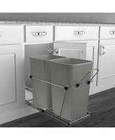 Rev-a-Shelf Double Pullout Trash Can 27 qt. for Kitchen, Silver, Rv-15KD-17C S