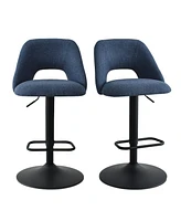 The Pop Home 360° Swivel Fabric Stool,Set Of 2 Adjustable Barstools-The