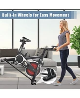 Sugift Indoor Silent Belt Drive Adjustable Resistance Cycling Stationary Bike White