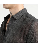 Men's Charcoal Black Gauzy Heathered Shirt