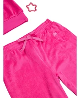 Paris Hilton Girls Velour Sweatshirt and Joggers 2 Piece Lounge Set w Hair Tie