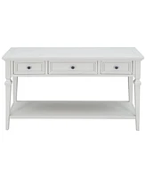 Slickblue Classic Retro Style Console Table with Three Top Drawers and Open Bottom Shelf, Easy Assembly