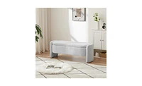 Slickblue Oval Storage Bench with 3D Lamb Fleece Fabric