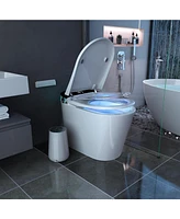 Lalahoo Smart Toilet Tankless Bidet Toilet, One Piece Auto Open Close Lid, Foot Sensor Heated Seat Warm Water Sprayer & Dryer, Remote and Knob Control