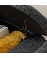 The Pop Home Oval Teddy Fabric Storage Ottoman,Storage Benches with Large Space-The