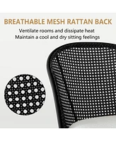 Set of 2 Armless Upholstered Boucle Counter Stools With Rattan Back-The Pop Home