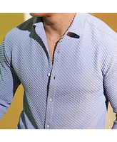 Campus Sutra Men's Icy Blue Embossed Micro Check Shirt