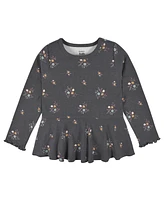 Gerber Toddler Girls Mustard & Plum Floral Peplum Tops