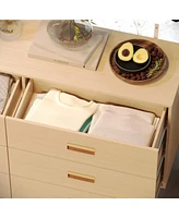 Homsee Yellow Wooden Grain 6 Drawers Chest of Drawers without Mirror