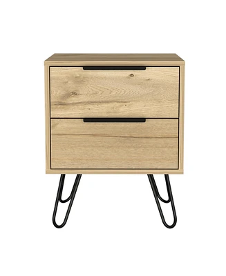 Depot E-Shop Begonia 2 Nightstand, Hairpin Legs, Two Drawers