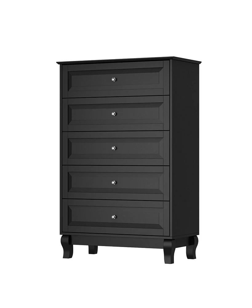 Homsee Black Wood Accent Storage Cabinets Organizer With 5 Drawers