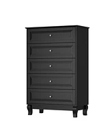 Homsee Black Wood Accent Storage Cabinets Organizer With 5 Drawers