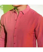 Campus Sutra Men's Coral Pink Solid Basic Shirt