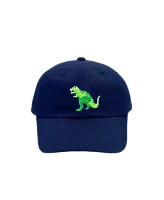 Bits & Bows Boys' T-Rex Baseball Hat in Navy