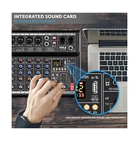 Pyle Compact 6-Channel Audio Mixer Pro Audio Interface with Multi-fx Processor