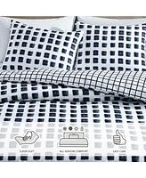 City Scene Urban Shibori Microfiber Blue 3 Piece Duvet Cover Set-King