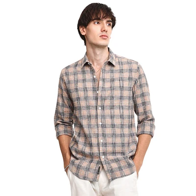 Men's Saltbox Beige Heathered-Buffalo Check Shirt