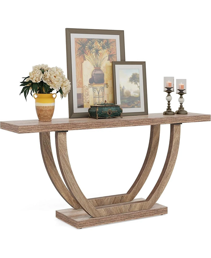 Tribesigns 63-Inch Wood Console Table with Geometric Base, 2