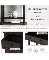 Slickblue Narrow Console Table, Slim Sofa Table with Three Storage Drawers and Bottom Shelf for Living Room, Easy Assembly