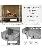 Slickblue Narrow Console Table, Slim Sofa Table with Three Storage Drawers and Bottom Shelf for Living Room, Easy Assembly
